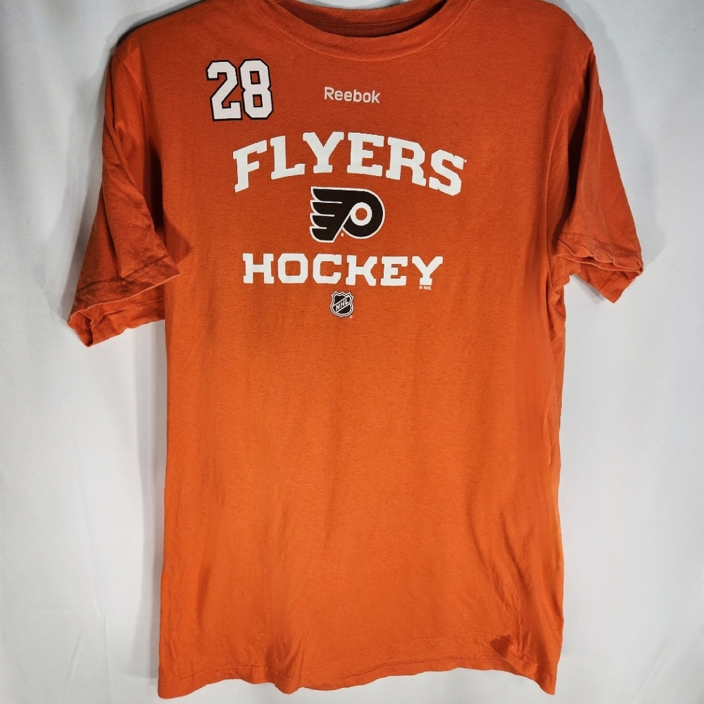 Reebok Orange & Black NHL Philadelphia Flyers Short Sleeve Tee Shirt Size Medium